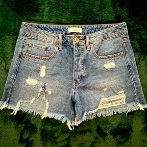 Forever 21 Distressed Denim Blue Jean Shorts